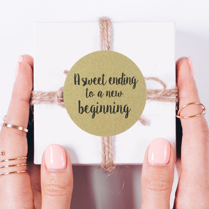 MAGJUCHE 80-2" Kraft a Sweet Ending to a New Beginning Stickers, Wedding Favor Sticker Labels - Image 2